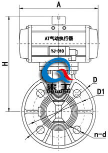 氣動塑料蝶閥 (尺寸圖)